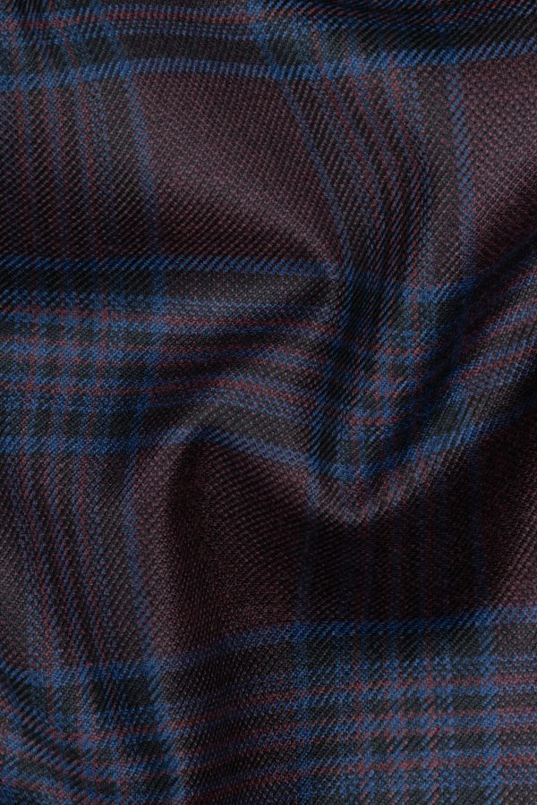 Bistre Brown with Nile Blue Plaid Wool Blend Suit Online Hot Sale - Image 3