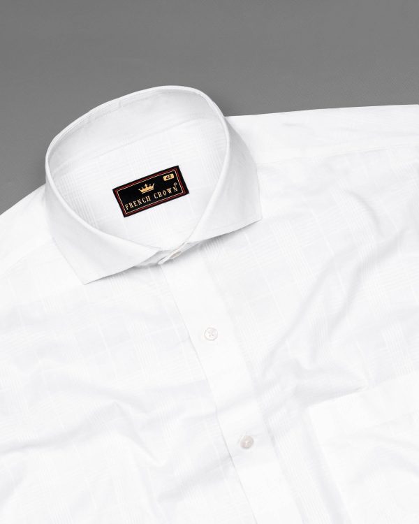 White Sand Dobby Textured Premium Giza Cotton Shirt Cheap - Image 4