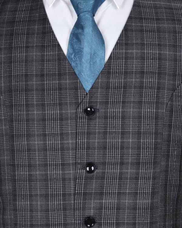 Fossil Grey Plaid Waistcoat For Sale - Image 4