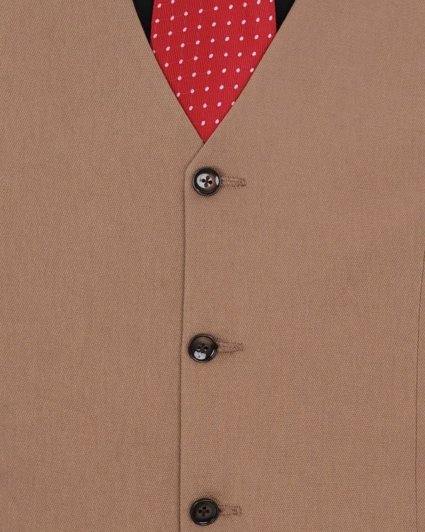 Dark Chestnut Brown Solid Premium Cotton Waistcoat Fashion - Image 5