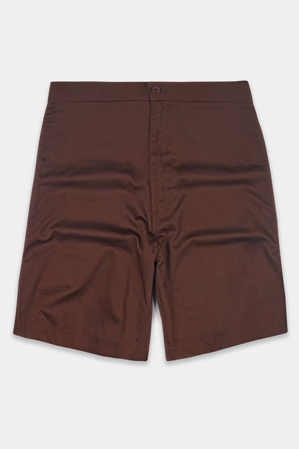 Bistre Brown Subtle Sheen Super Soft Premium Cotton Shorts Online - Image 2