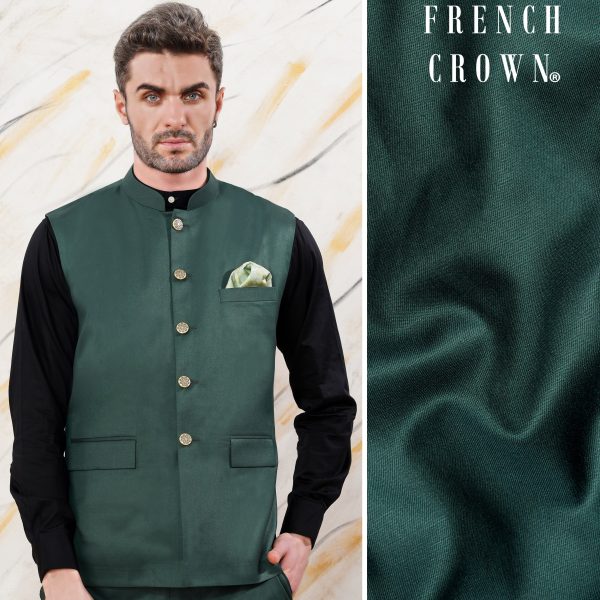 Gable Green Wool Rich Nehru Jacket Sale