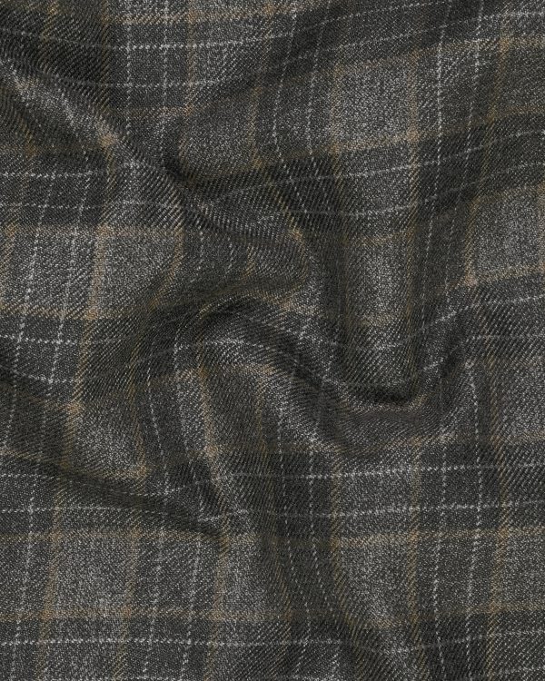 Soya Bean with Dune Brown Plaid Wool Rich Pant on Sale - Image 3