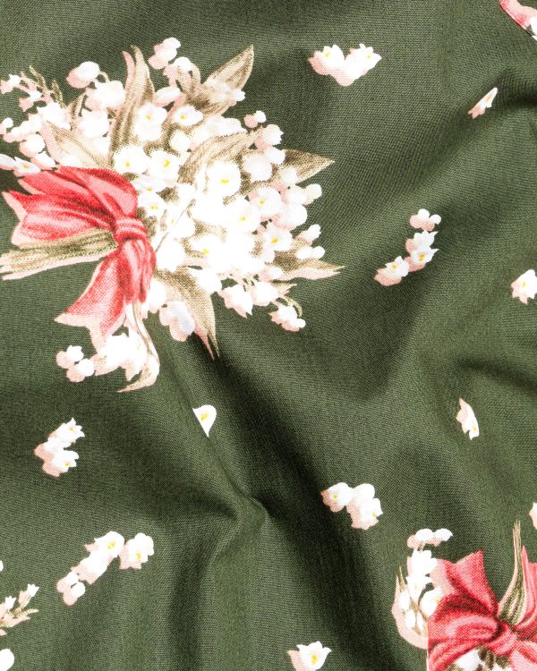Finch Green Floral Printed Premium Cotton Kurta Shirt For Cheap - Image 3
