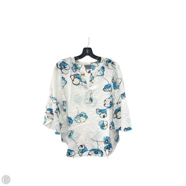 Top 3 4 Sleeve By Van Heusen In Blue & White, Size: S Supply