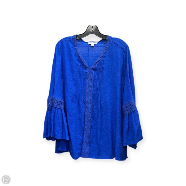 Top Long Sleeve By Counterparts In Blue, Size: 1x Supply