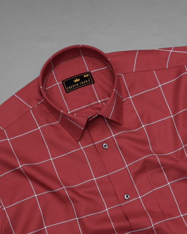 Old Brick Windowpane Premium Cotton Shirt For Sale - Image 4
