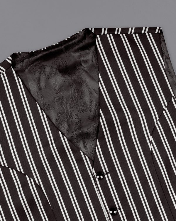 Jade Black Striped Wool Rich Waistcoat Sale - Image 4