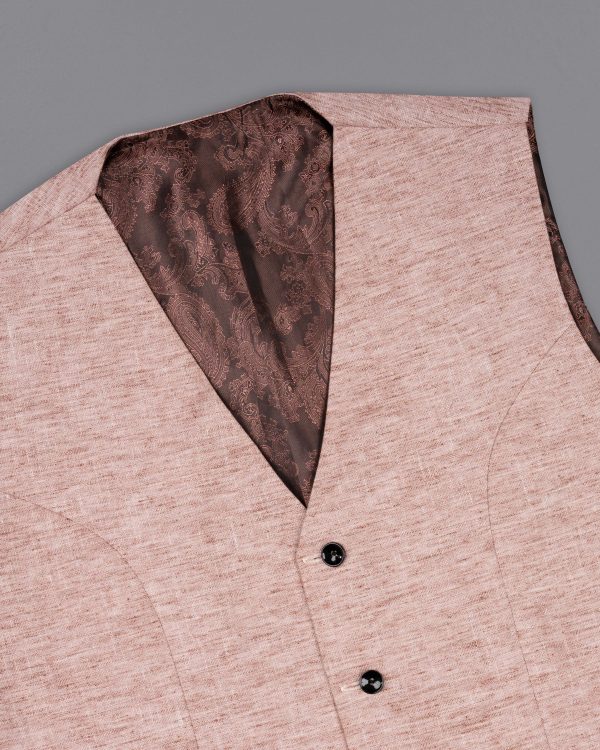 Quicksand Brown Luxurious Linen Sports Waistcoat For Discount - Image 4