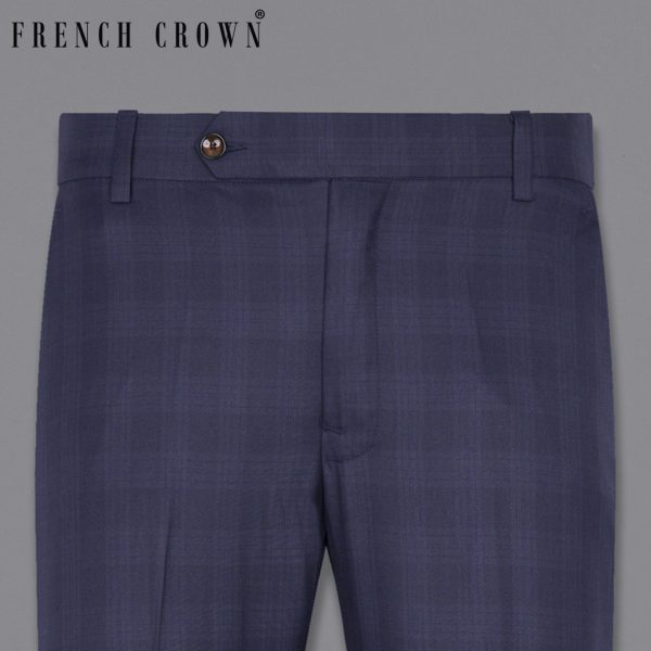 Martinique Blue Wool Rich Plaid Pant Discount