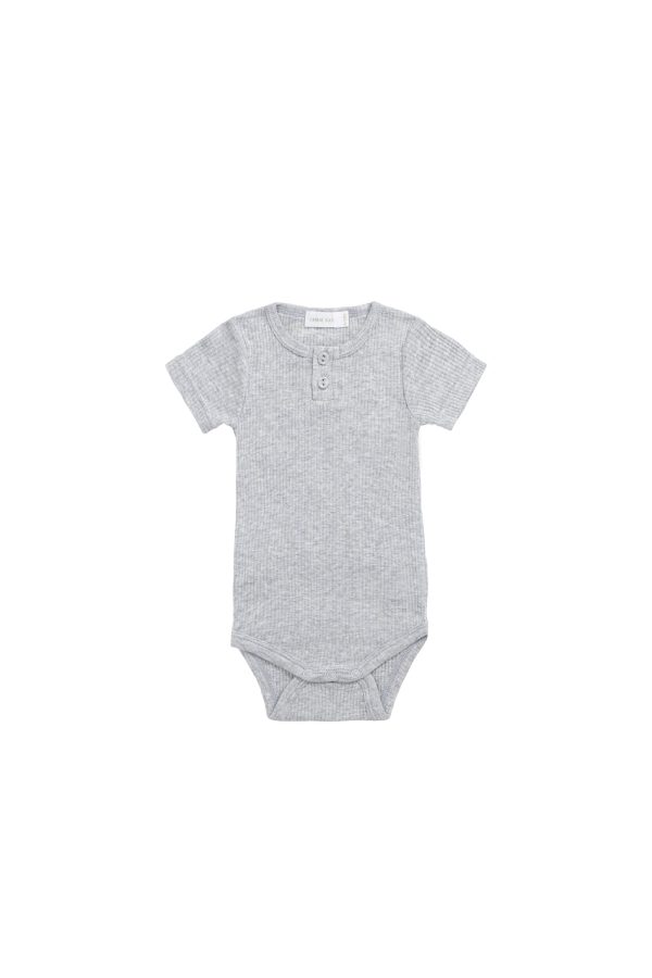Organic Cotton Modal Darcy Rib Tee Bodysuit - Light Grey Marle For Cheap - Image 2