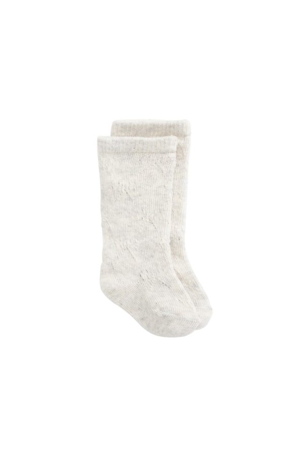 Bow Pointelle Knee High Sock - Light Oatmeal Marle Online Hot Sale