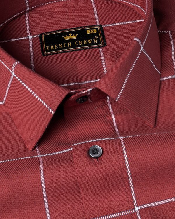 Old Brick Windowpane Premium Cotton Shirt For Sale