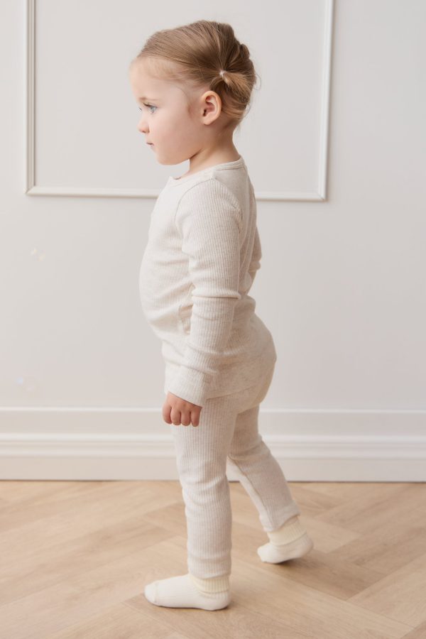Organic Cotton Modal Long Sleeve Henley - Oatmeal Marle Online Hot Sale - Image 4