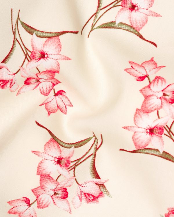 Eggshell Beige Floral Printed Premium Cotton Shorts Sale - Image 3