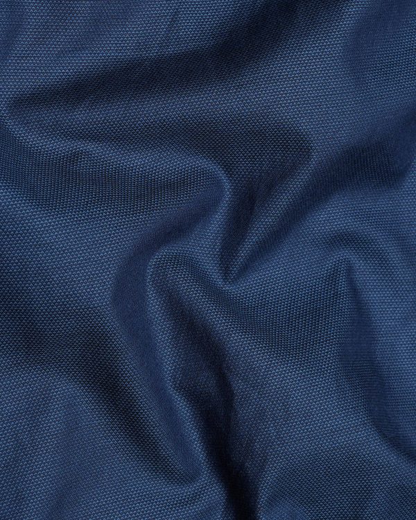 Cloud Burst Navy Blue Dobby Textured Premium Giza Cotton Shirt Online now - Image 2