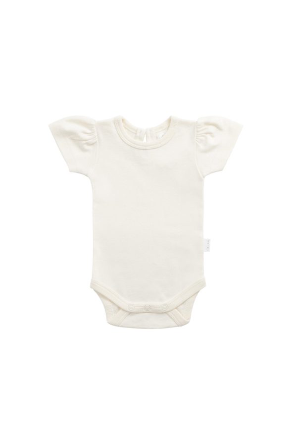 Organic Cotton Cap Sleeve Bodysuit - Buttermilk Online