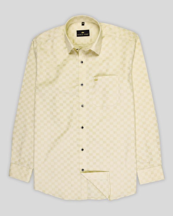 Light Brown Square Dobby Patterned Giza Cotton shirt Online Sale - Image 5