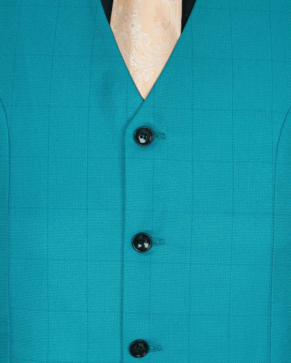 Bondi Blue Tonal Windowpane Waistcoat Online Sale - Image 5