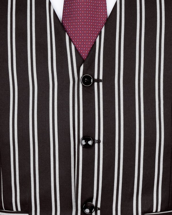 Jade Black Striped Wool Rich Waistcoat Sale - Image 5