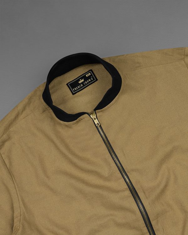 Clay Creek Brown Flannel Zipper Closure Bomber Jacket on Sale - Image 3