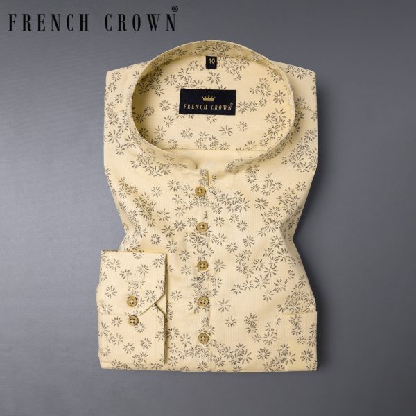Chamois Brown  Dobby Textured Premium Giza Cotton Kurta Shirt Discount