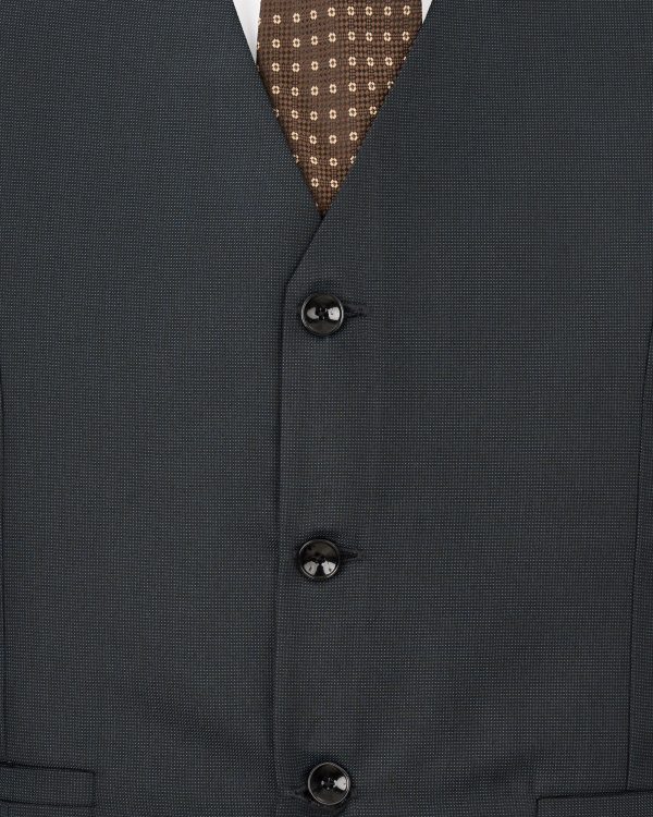 Outer Space Gray Textured Waistcoat For Discount - Image 5