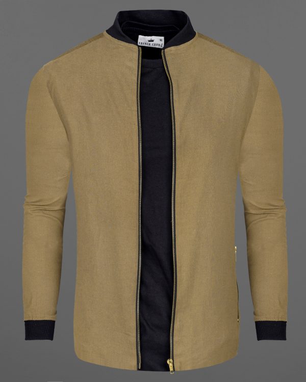 Clay Creek Brown Flannel Zipper Closure Bomber Jacket on Sale