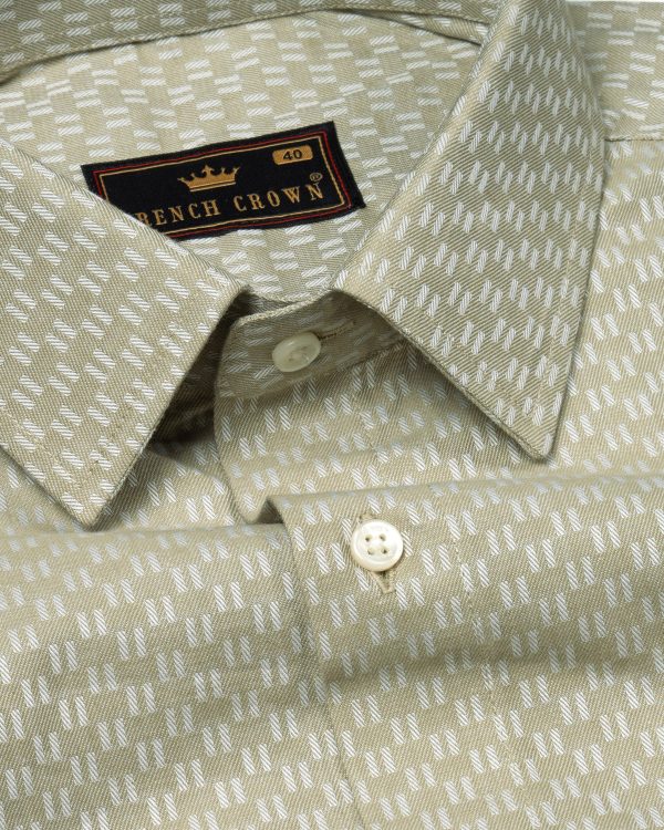 Malta Green Dobby Textured Premium Cotton Shirt For Sale