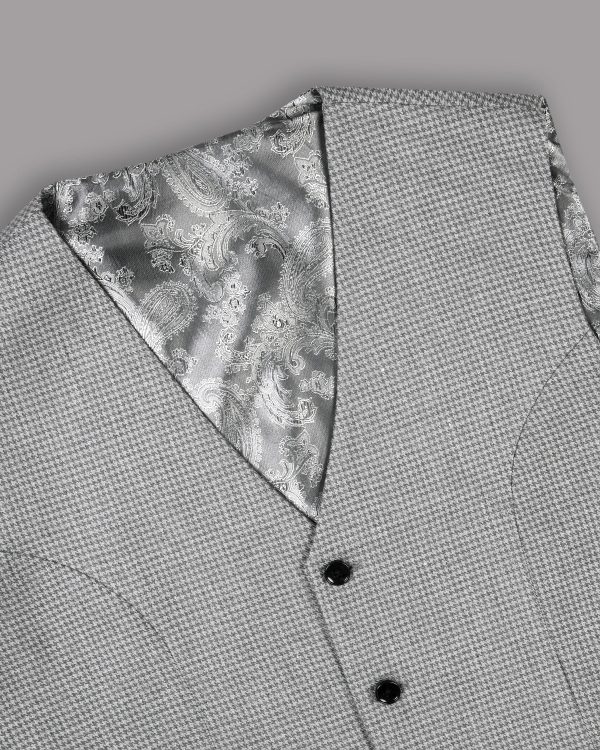 Aluminum Grey Houndstooth Sport Waistcoat Online now - Image 4