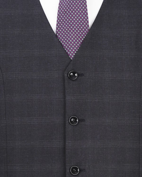 Tuatara Gray Plaid Waistcoat For Cheap - Image 5