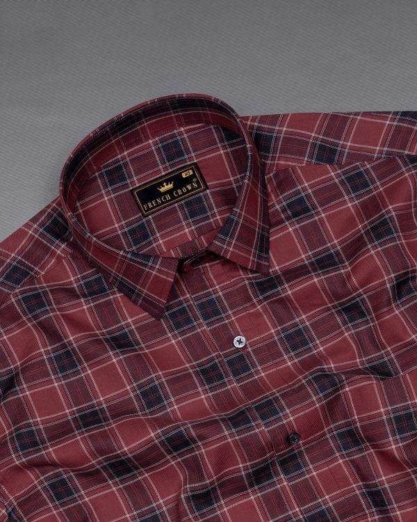 Rust Twill Plaid Premium Cotton Shirt Online Sale - Image 4
