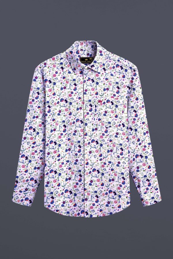 Amethyst Wave-Thistle Purple and Yonder Blue Funky Printed Lightweight Premium Cotton Casual Shirt For Discount - Image 5