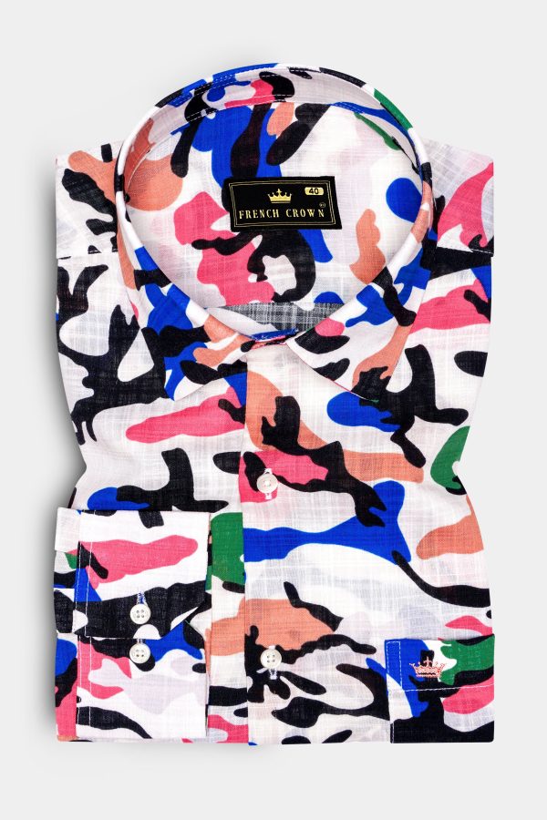 CoralFusion-Black & White with Light Coral Pink Funky Printed Lightweight Premium Cotton Multicolor Casual Shirt on Sale - Image 5