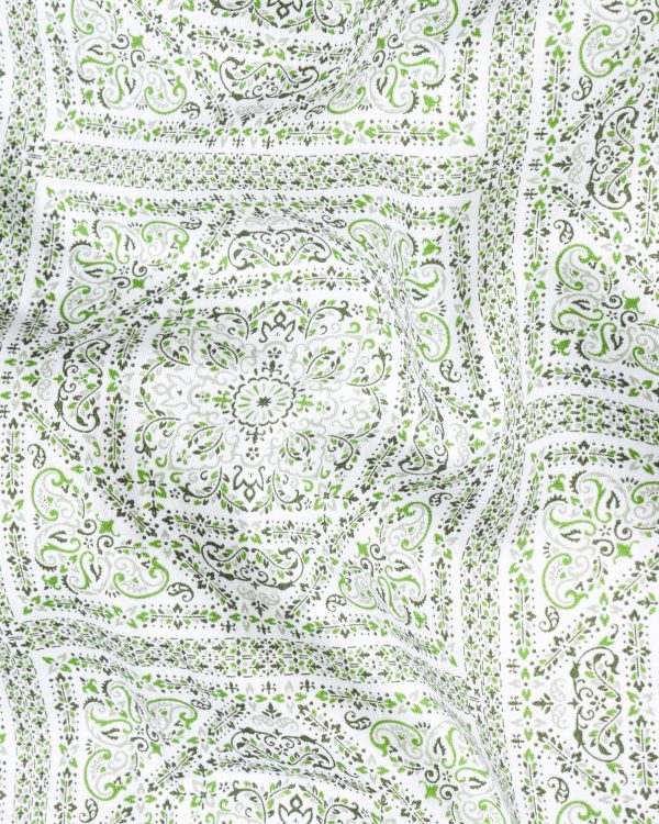 Celeste Grey with Green  Micro Flowers Printed Super soft Premium Cotton Shirt Online now - Image 2