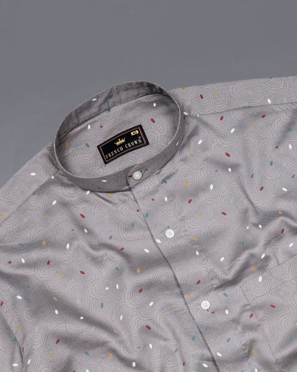 Shady Lady Gray Dobby Textured Premium Giza Cotton Shirt For Cheap - Image 4