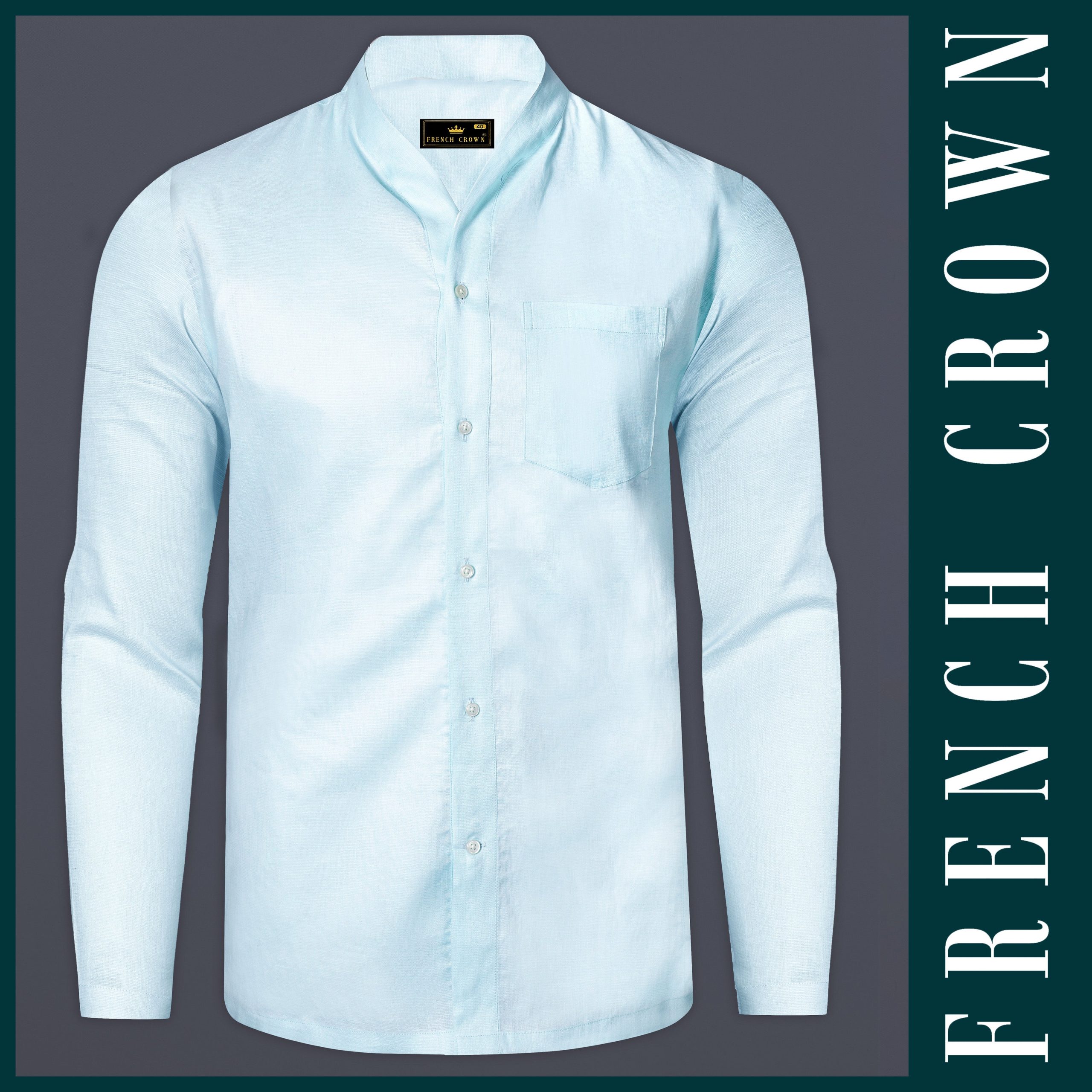 AzureMist-Mercury Blue Premium Luxuries Linen Designer Casual Shirt Online