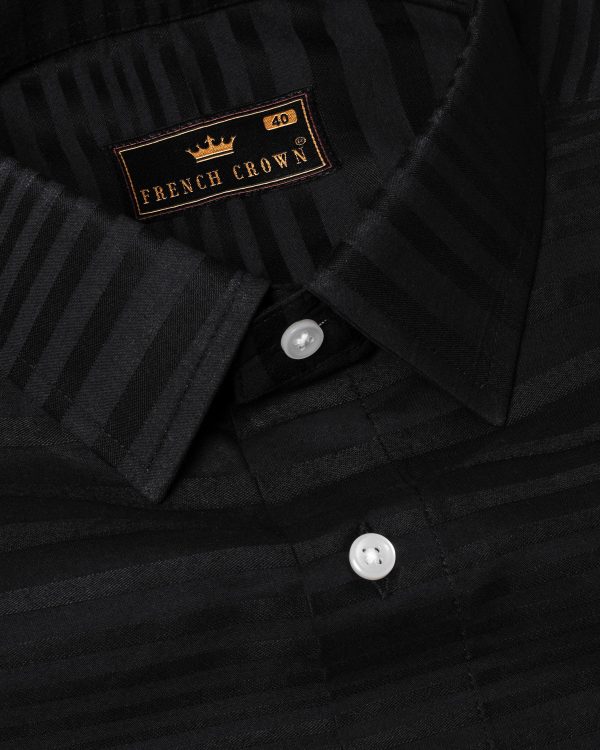 Shark Black Dobby Textured Premium Giza cotton Shirt For Discount - Image 5
