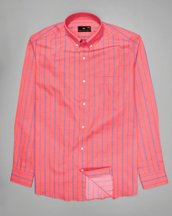 Peach Striped Premium Cotton Shirt Discount - Image 5